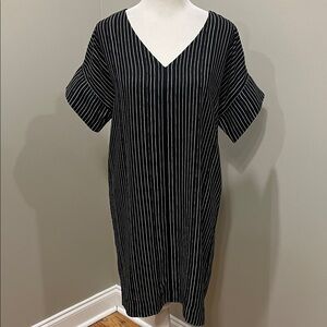 Madewell Striped V Neck Shift Dress